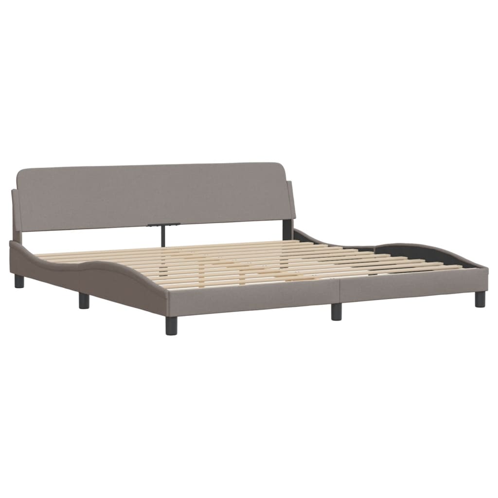 Cadru de pat cu lumini LED, gri taupe, 200x200 cm, textil GartenMobel Dekor