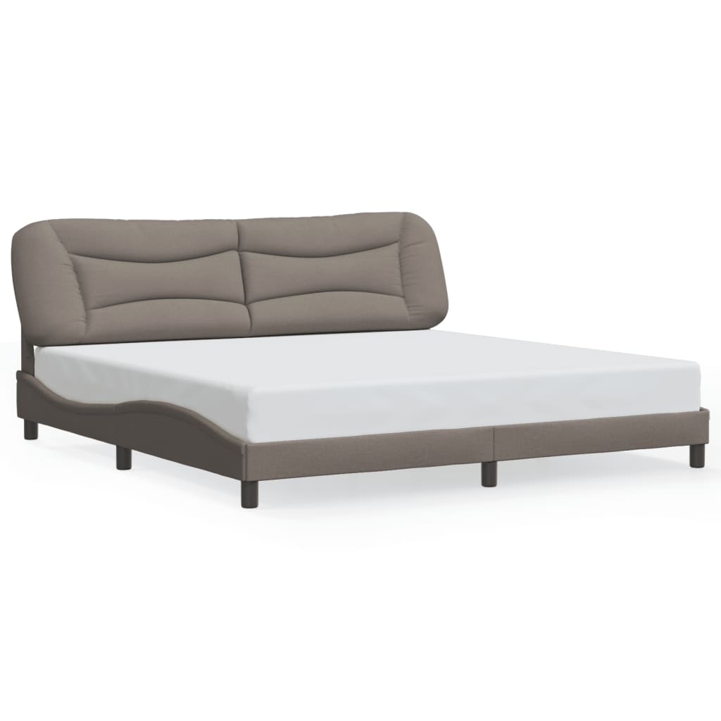 Cadru de pat cu lumini LED, gri taupe, 200x200 cm, textil GartenMobel Dekor