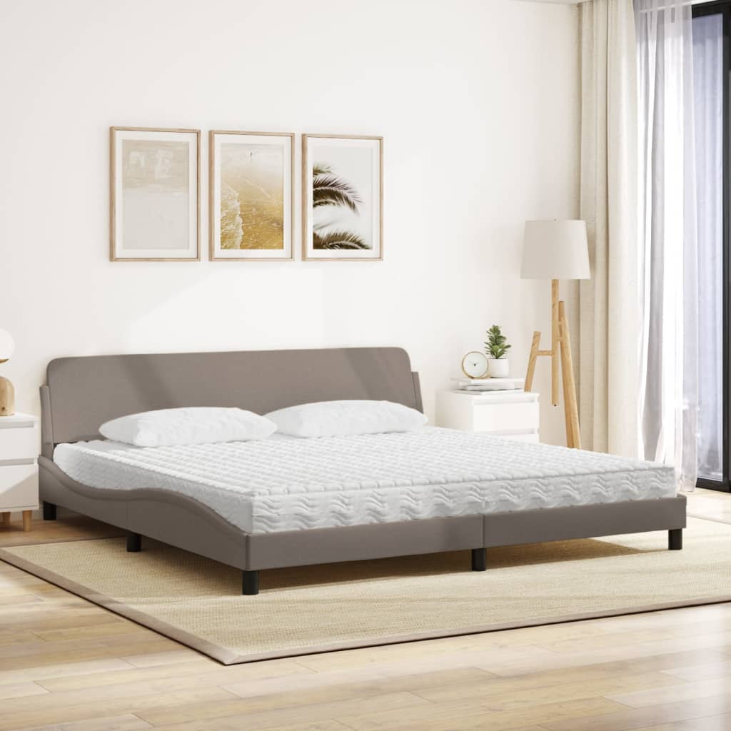 Pat cu saltea, gri taupe, 200x200 cm, textil GartenMobel Dekor