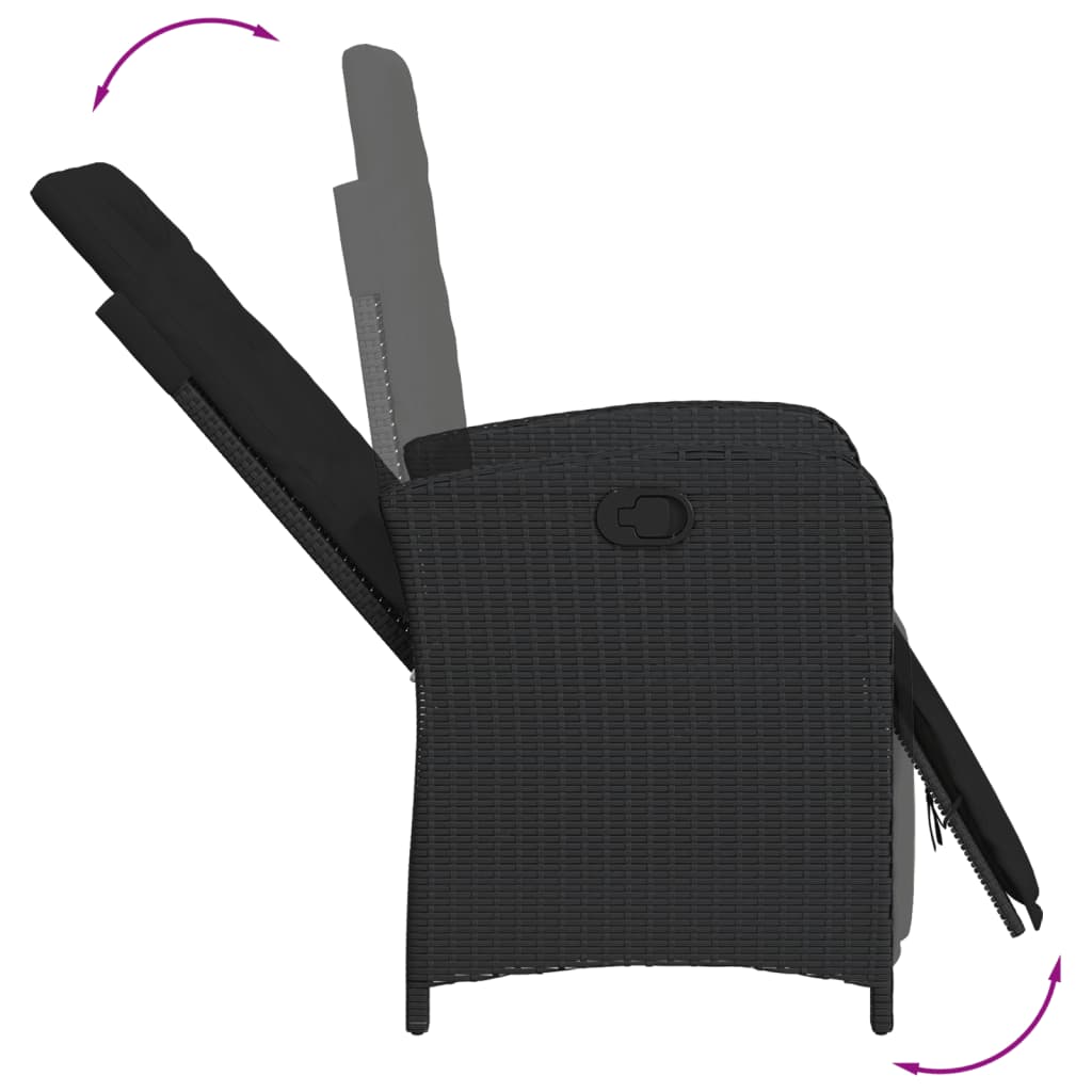 Set mobilier de grădină cu perne, 9 piese, negru, poliratan GartenMobel Dekor