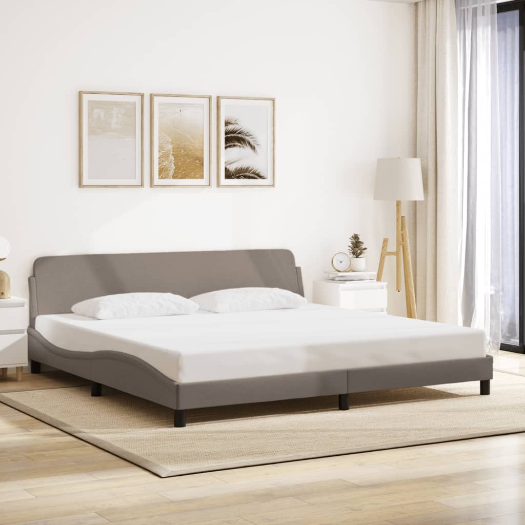 Cadru de pat fără saltea, gri taupe, 200x200 cm, textil GartenMobel Dekor
