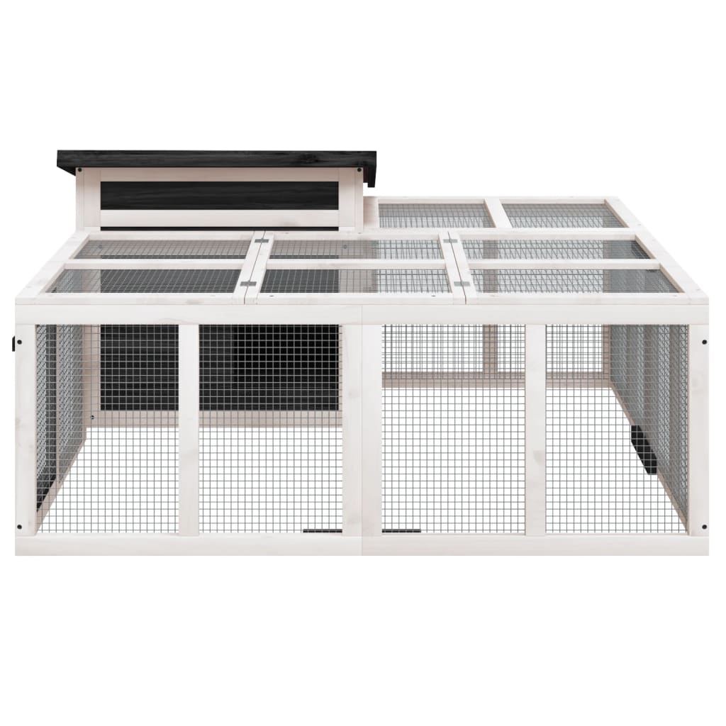 Cușcă pentru iepuri gri 144x123x67,5 cm din lemn masiv de pin GartenMobel Dekor