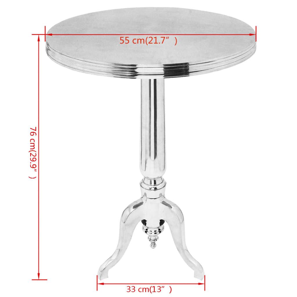 Masă laterală rotundă din aluminiu, argintiu GartenMobel Dekor