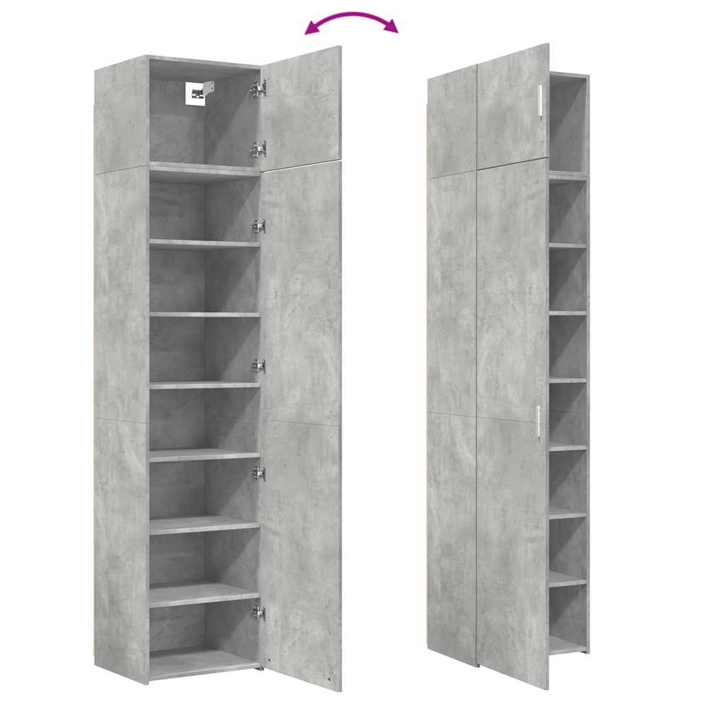 Dulap depozitare slim gri beton 50x42,5x225 cm lemn prelucrat GartenMobel Dekor