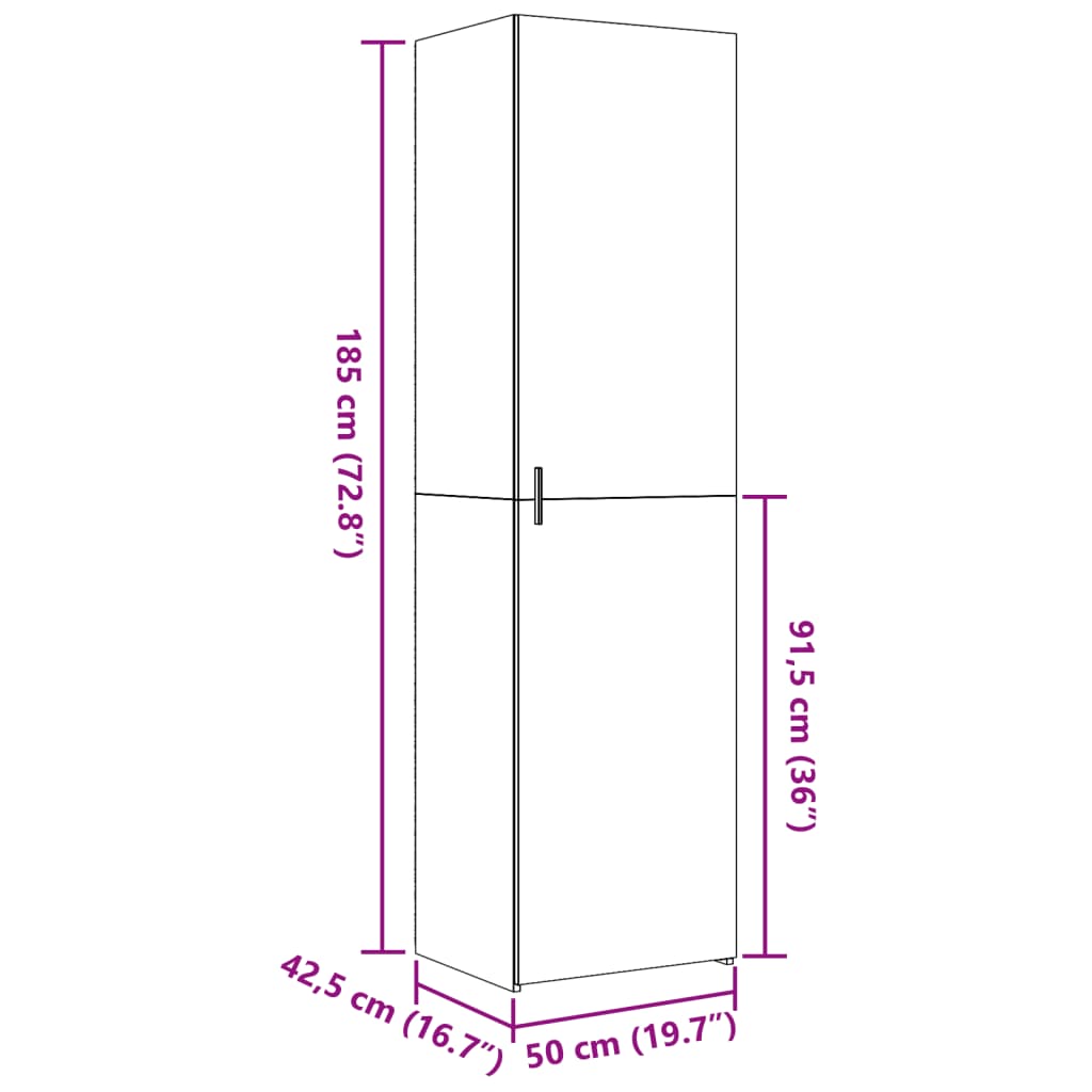 Dulap înalt, gri beton, 50x42,5x185 cm, lemn prelucrat GartenMobel Dekor