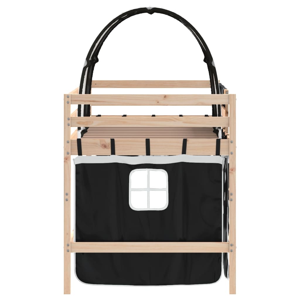 Pat etajat de copii cu tunel alb/negru 80x200 cm lemn masiv pin GartenMobel Dekor