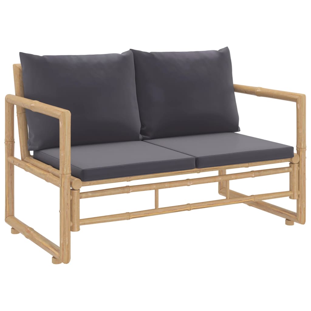 Set mobilier de grădină cu perne gri închis, 2 piese, bambus GartenMobel Dekor