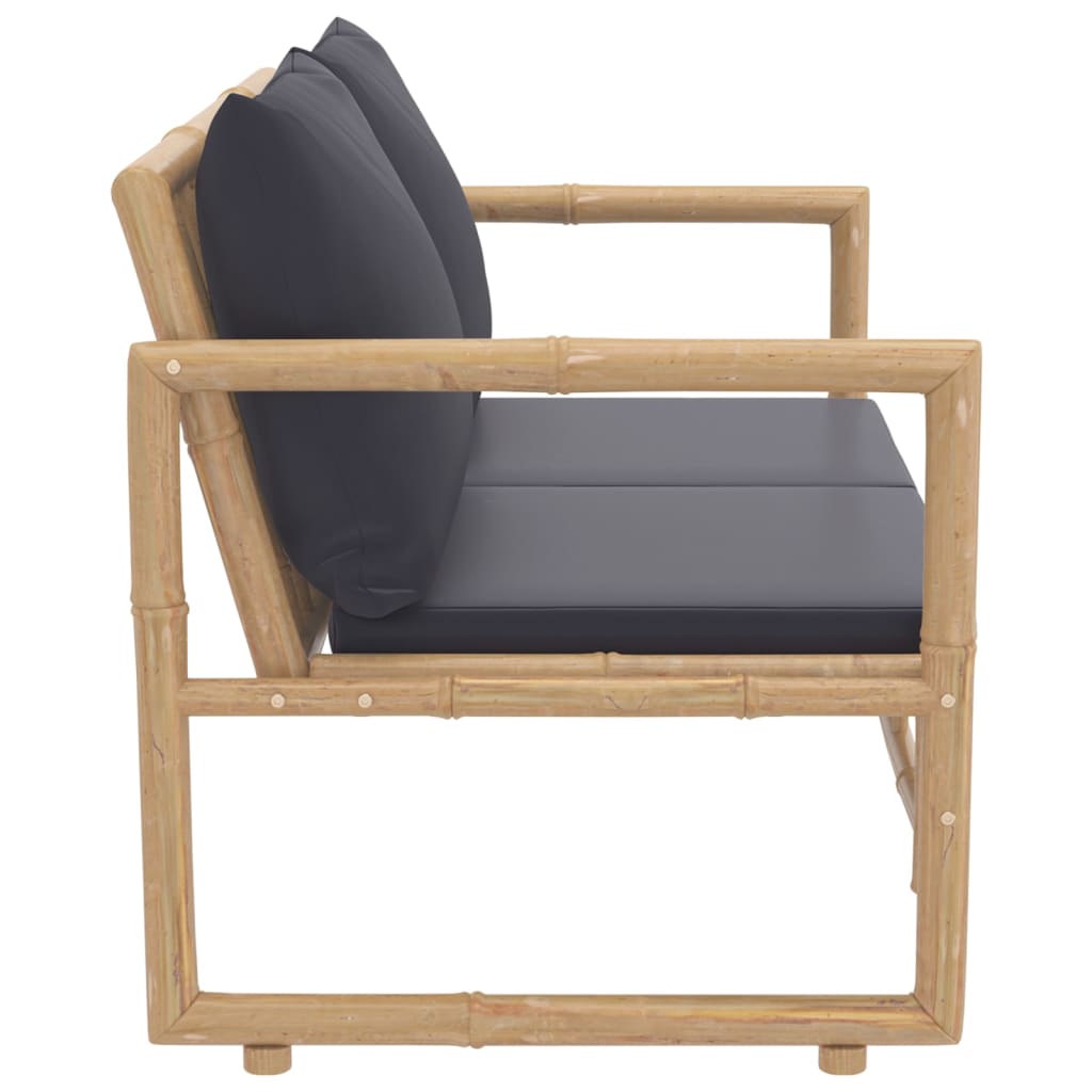 Set mobilier de grădină cu perne gri închis, 2 piese, bambus GartenMobel Dekor