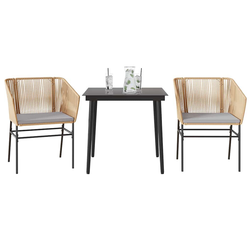 Set mobilier de grădină cu perne 3 piese maro sticlă polirattan GartenMobel Dekor