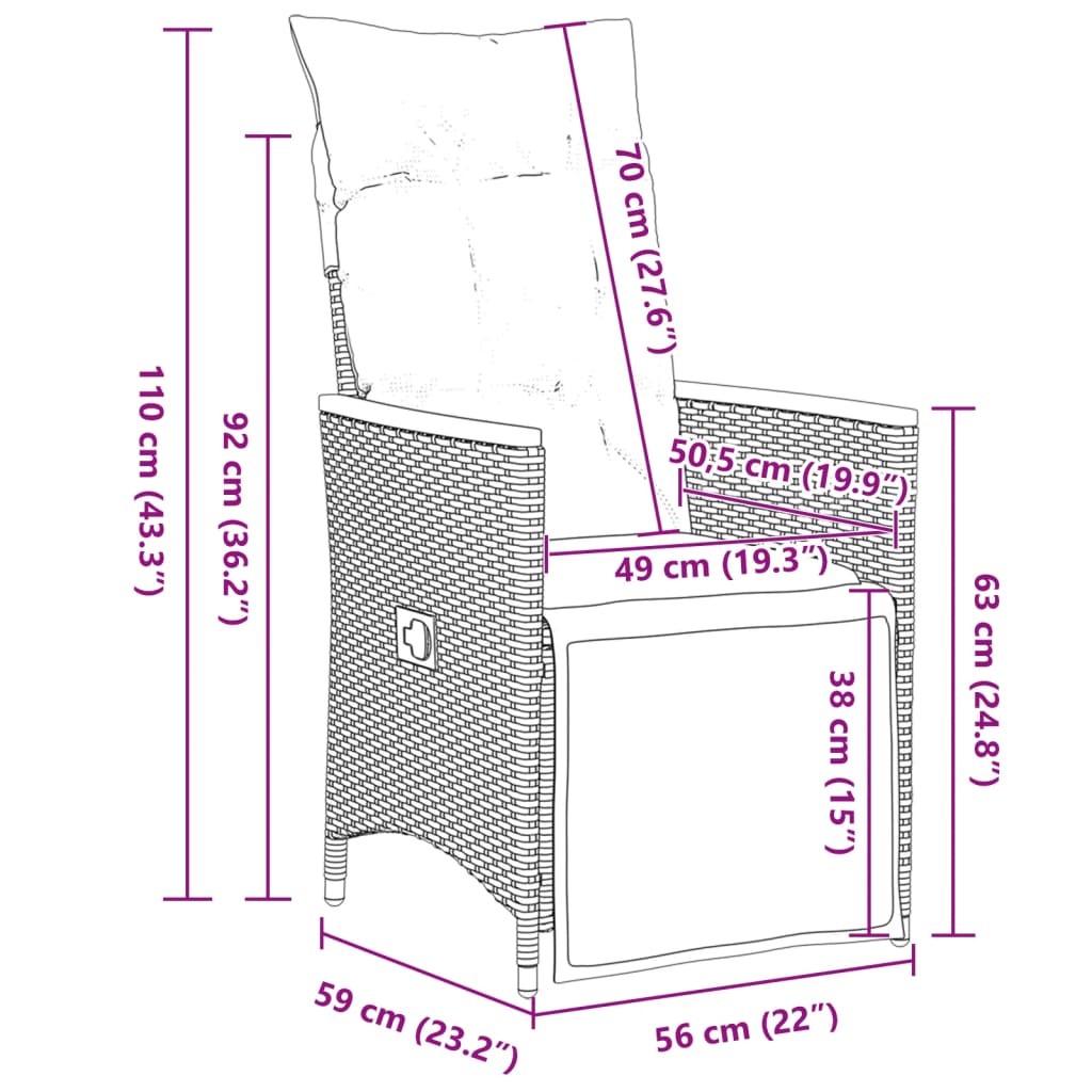 Set bistro de grădină cu perne, 5 piese, negru, poliratan GartenMobel Dekor