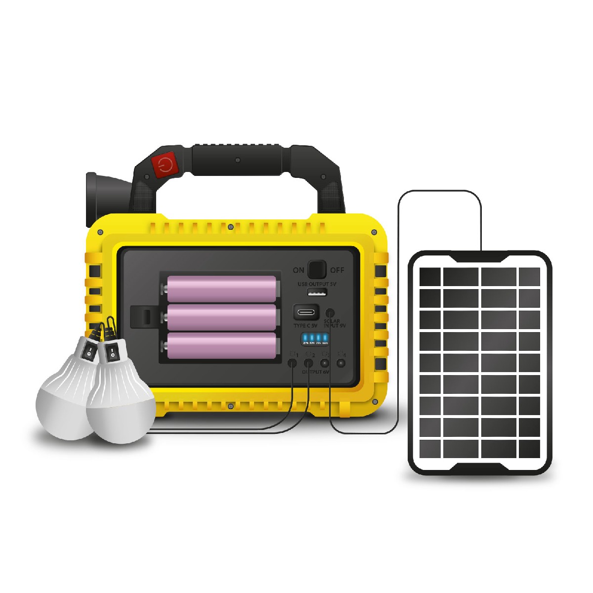 Lampă multifuncțională de mână cu panou solar, USB-C, 6 moduri de iluminare, 8 LED-uri, 3600 mAh Best CarHome