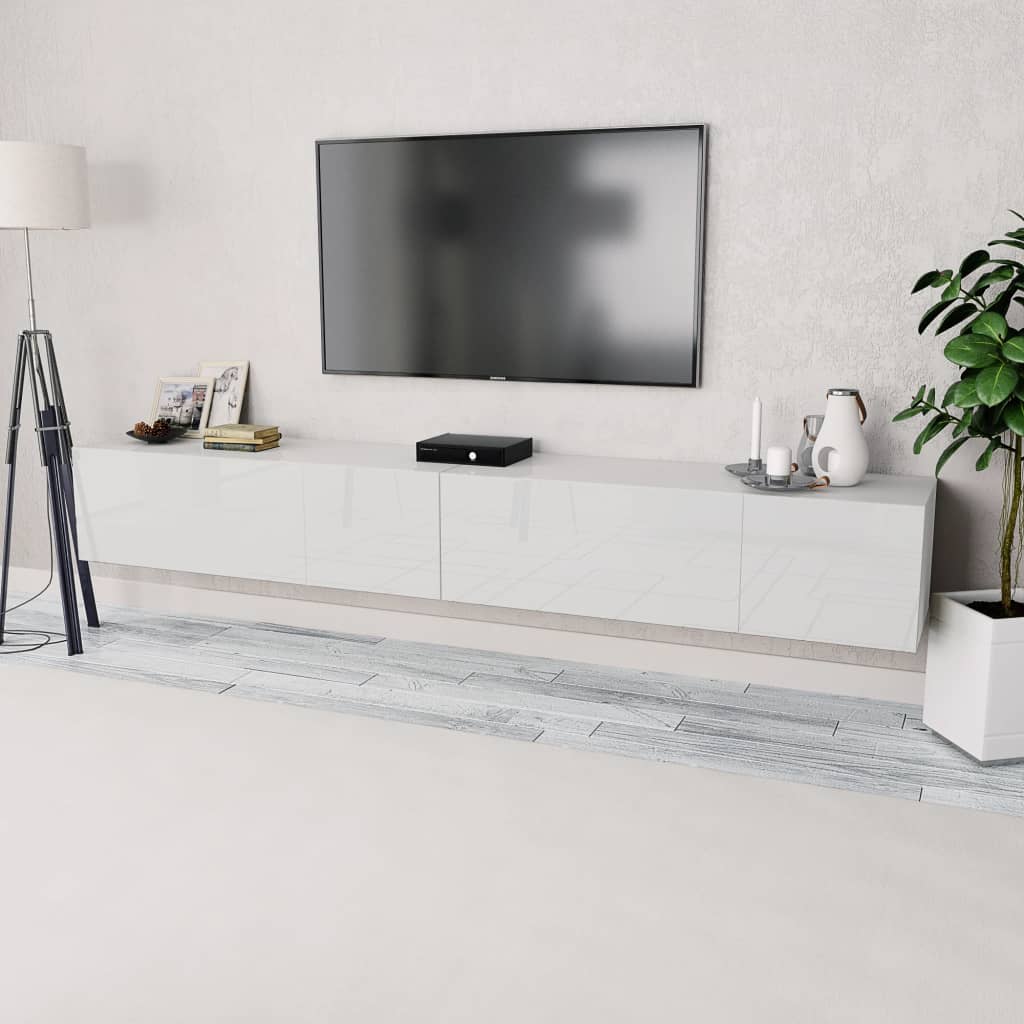 Comode TV, 2 buc, PAL, 120x40x34 cm, alb extralucios GartenMobel Dekor