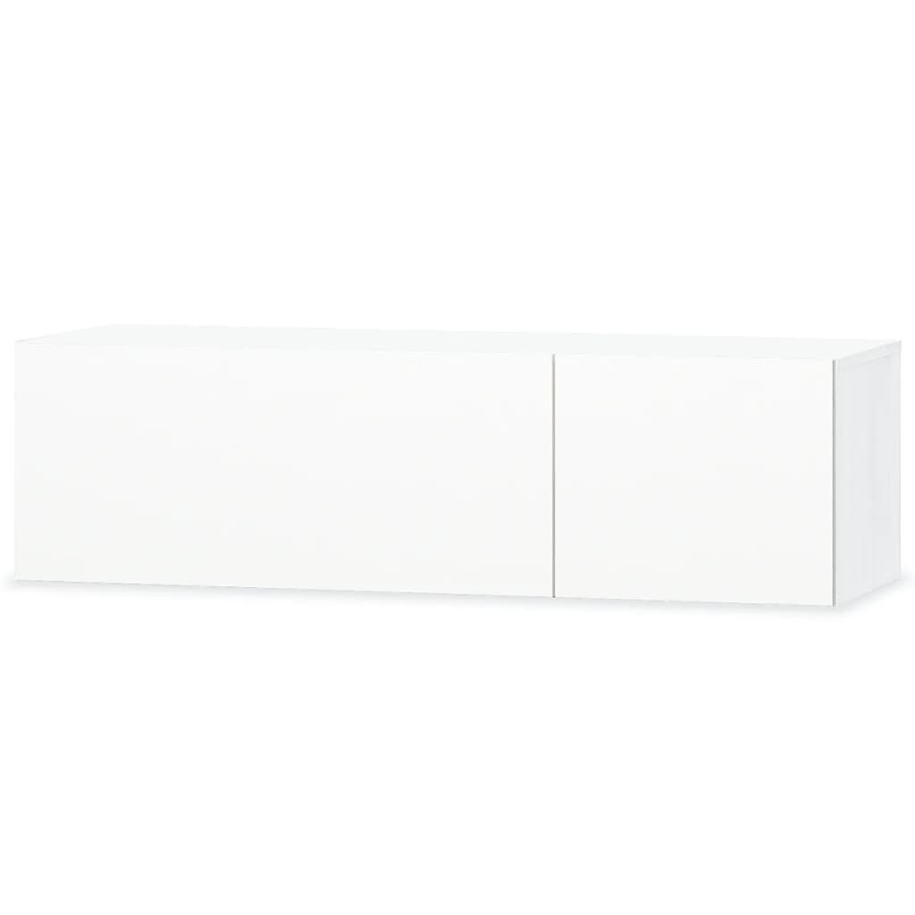 Comode TV, 2 buc, PAL, 120x40x34 cm, alb extralucios GartenMobel Dekor