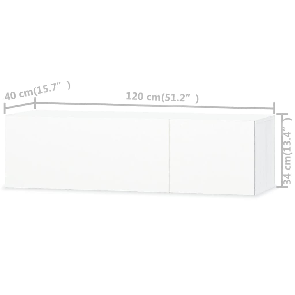 Comode TV, 2 buc, PAL, 120x40x34 cm, alb extralucios GartenMobel Dekor