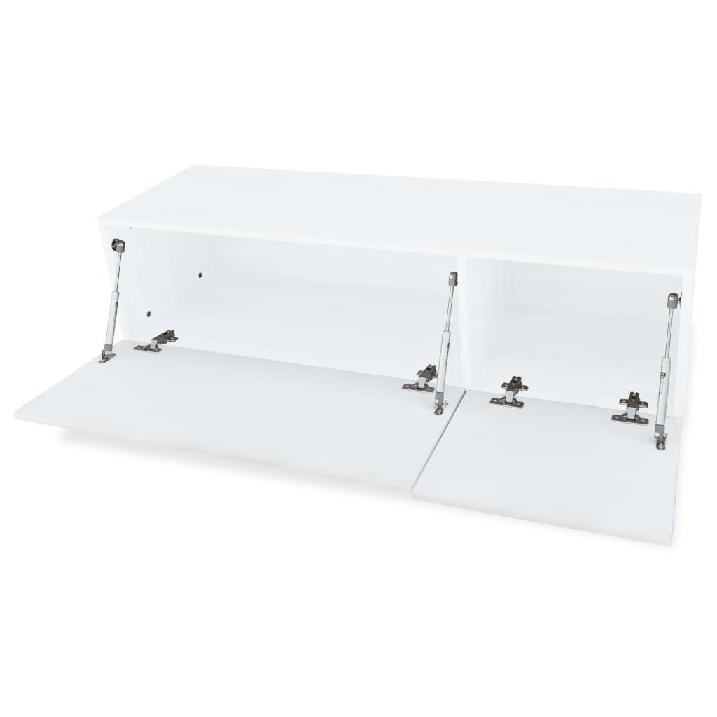 Comode TV, 2 buc, PAL, 120x40x34 cm, alb extralucios GartenMobel Dekor
