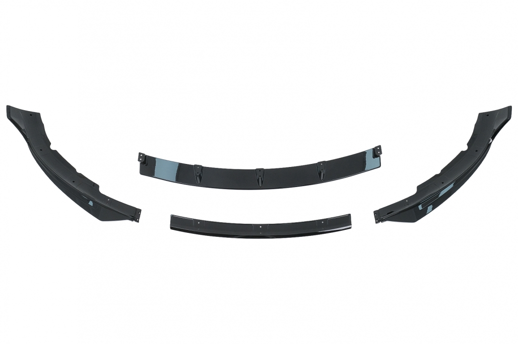 Pachet Exterior Complet de Extensii Tesla Model 3 (2017-up) Prelungire Bara Fata cu Difuzor de aer si Eleron Negru Lucios Performance AutoTuning