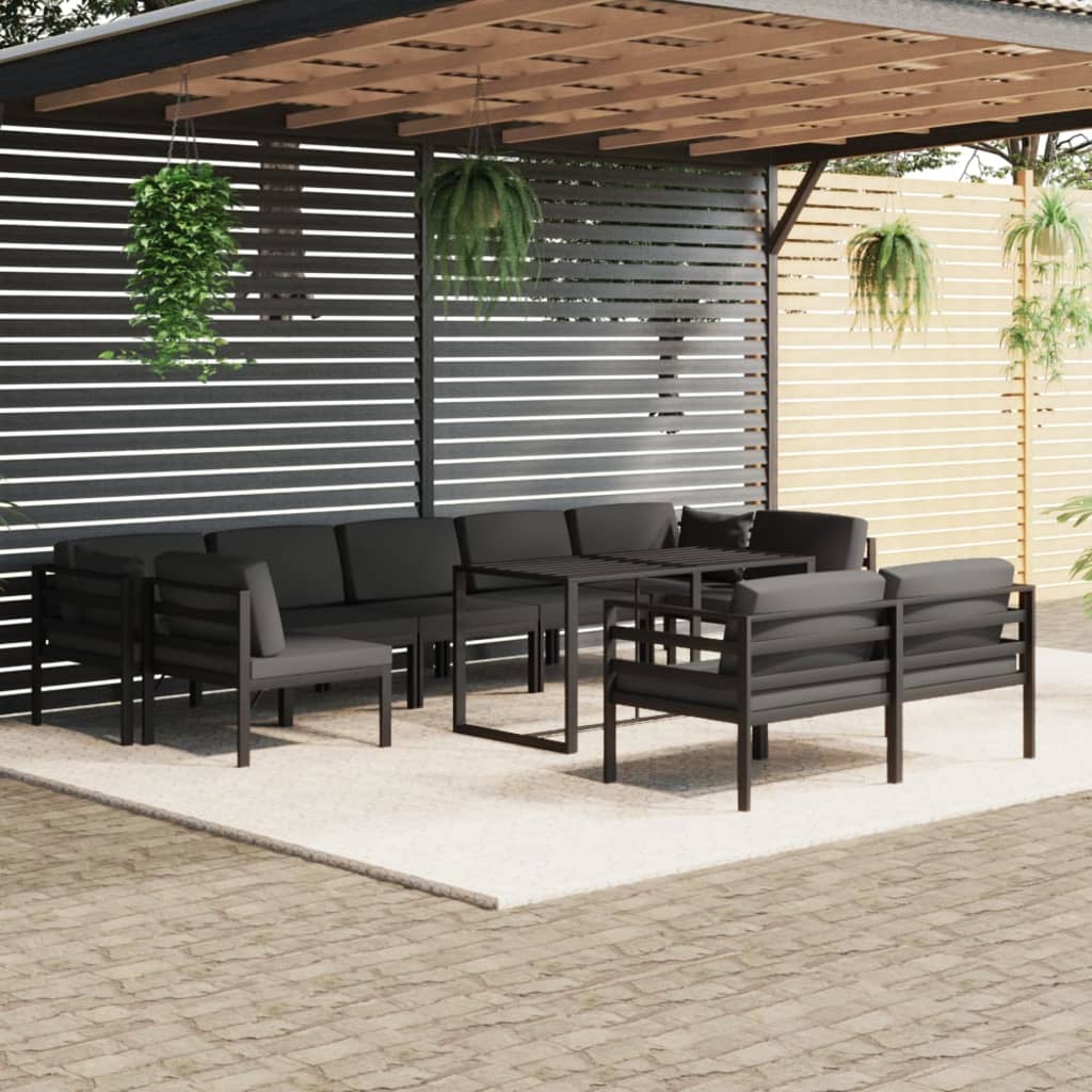 Set mobilier relaxare grădină 10 piese perne aluminiu antracit GartenMobel Dekor