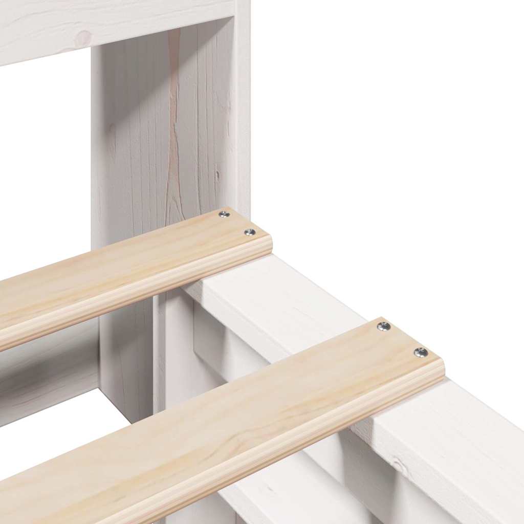 Pat cu bibliotecă fără saltea, alb, 140x190 cm, lemn masiv GartenMobel Dekor