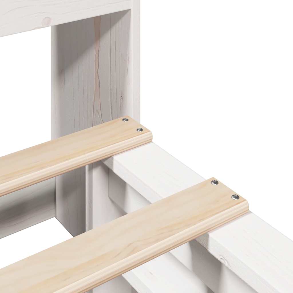 Pat cu bibliotecă fără saltea, alb, 140x200 cm, lemn masiv GartenMobel Dekor