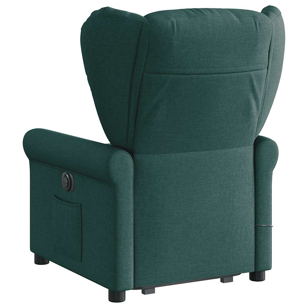 Fotoliu rabatabil de masaj, cu ridicare, verde închis, textil GartenMobel Dekor