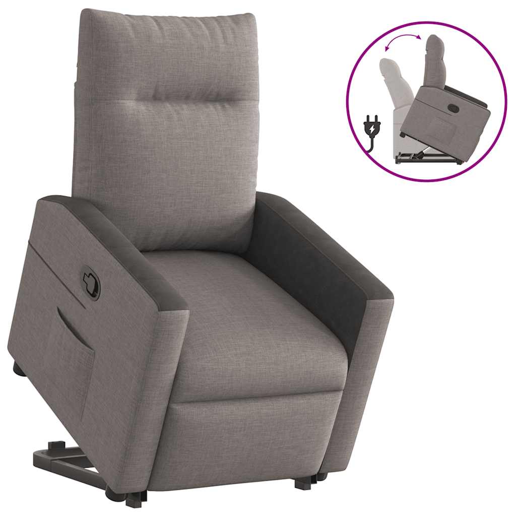 Fotoliu rabatabil cu ridicare pe verticală, gri taupe, textil GartenMobel Dekor