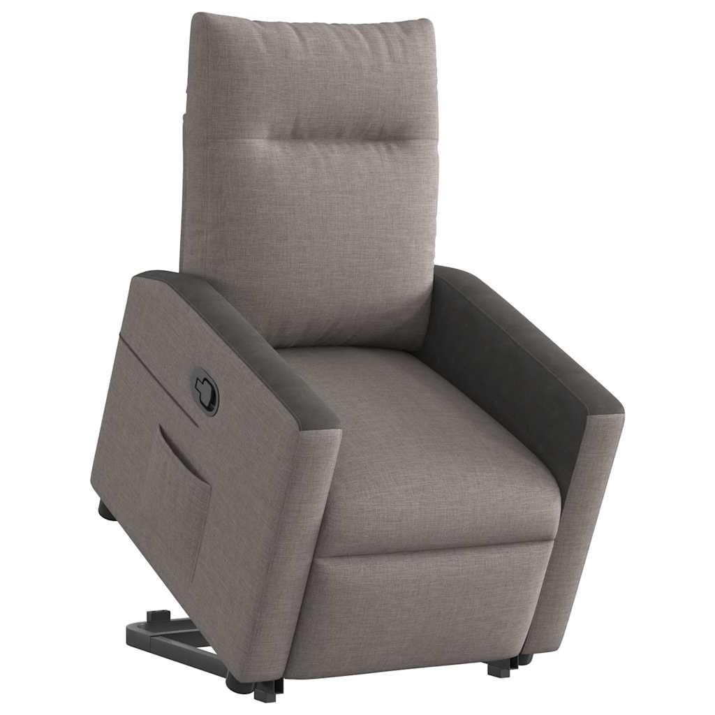 Fotoliu rabatabil cu ridicare pe verticală, gri taupe, textil GartenMobel Dekor