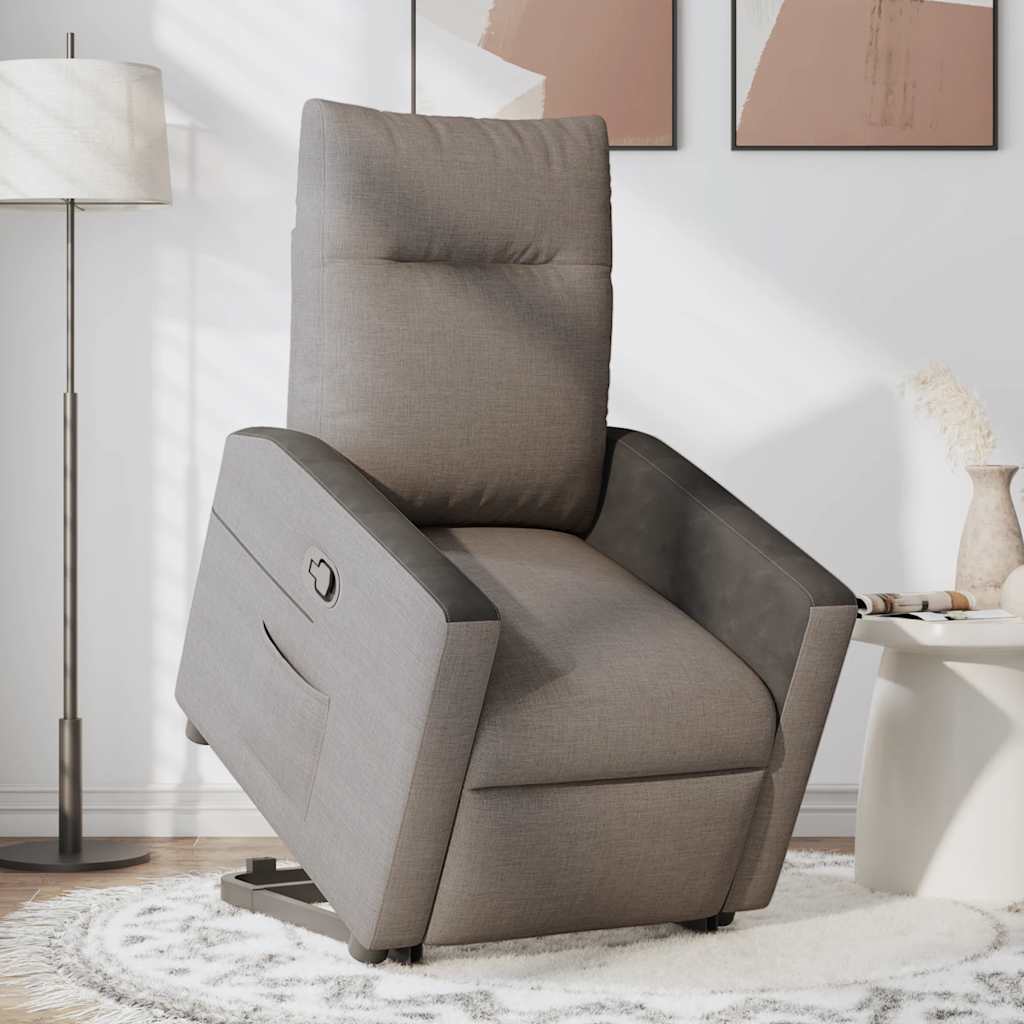 Fotoliu rabatabil cu ridicare pe verticală, gri taupe, textil GartenMobel Dekor