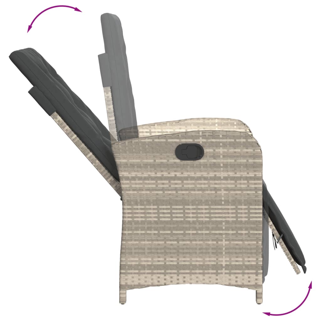 Set mobilier de grădină cu perne, 7 piese gri deschis poliratan GartenMobel Dekor