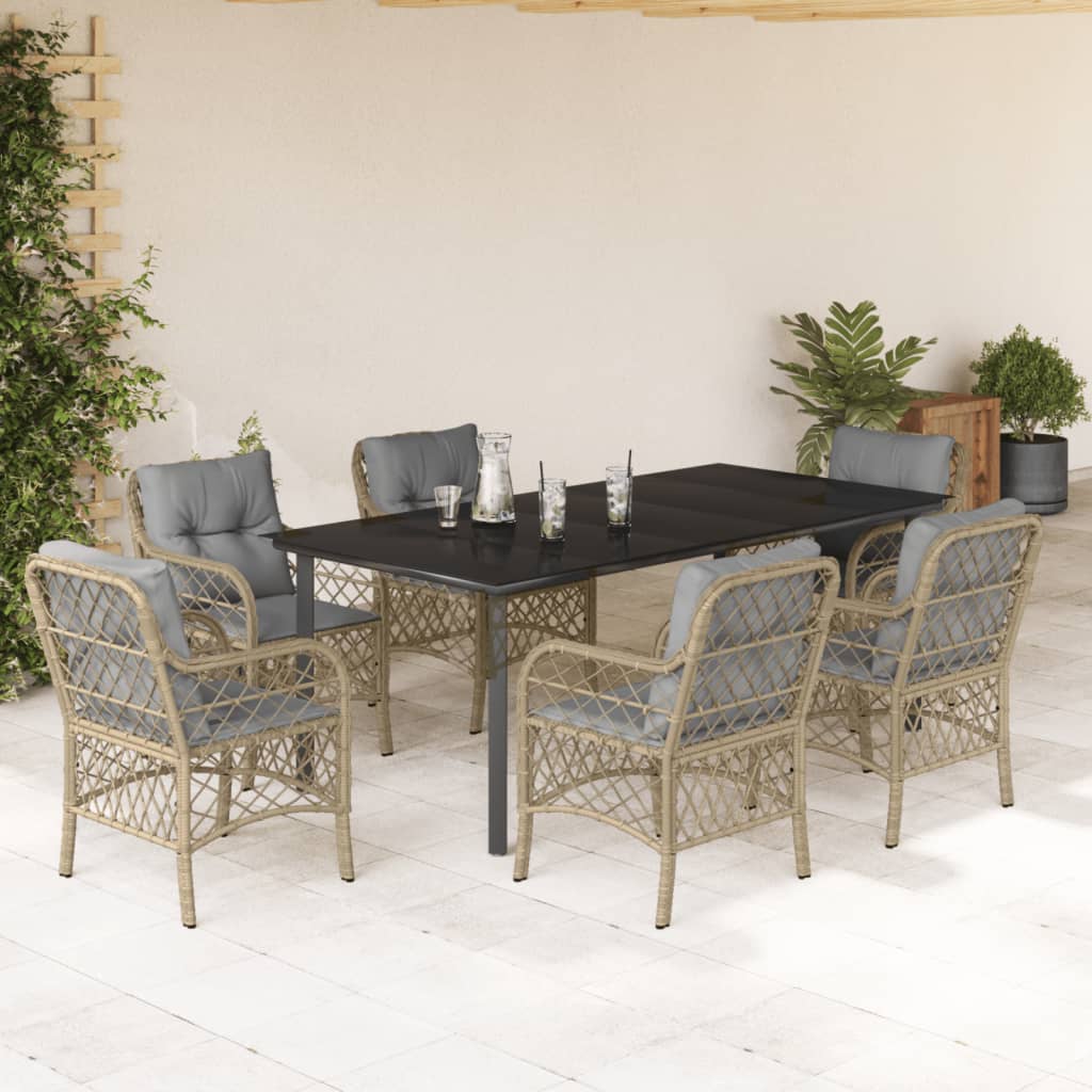 Set mobilier pentru grădină, 7 piese, cu perne, bej, poliratan GartenMobel Dekor