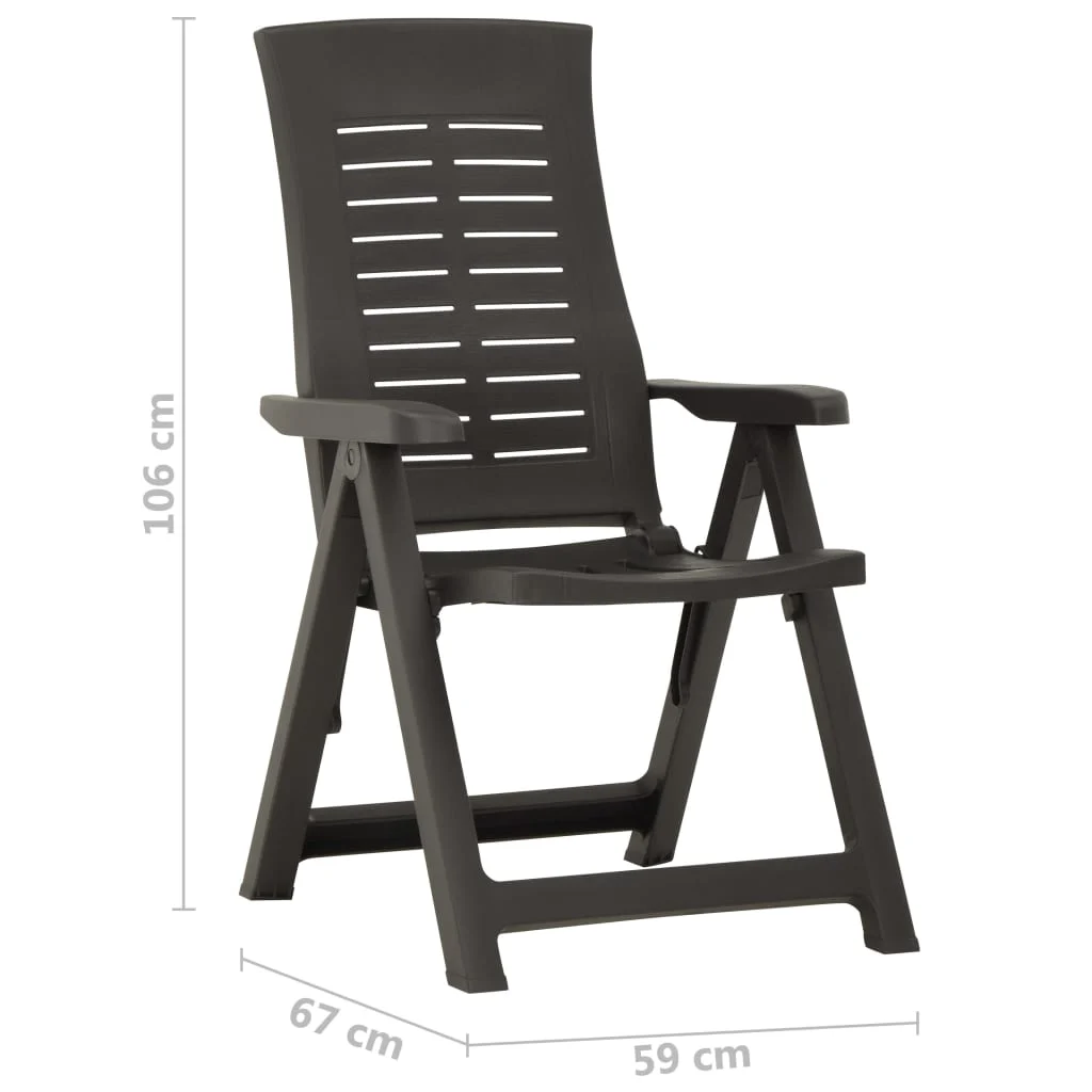 Scaune de grădină rabatabile, 2 buc., antracit, plastic GartenMobel Dekor