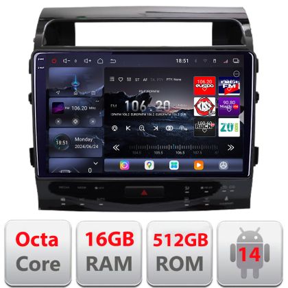 Navigatie Toyota Land Cruiser V8 L200 2009-2020 Qled 2K Octa Core 16+512 LTE 4G DSP Wifi 5Ghz android auto carplay radio gps internet kit-381-type-b+EDT-E810-2K CarStore Technology