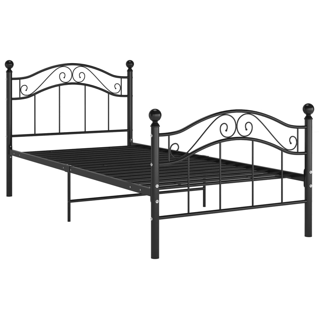 Cadru de pat, negru, 90 x 200 cm, metal GartenMobel Dekor