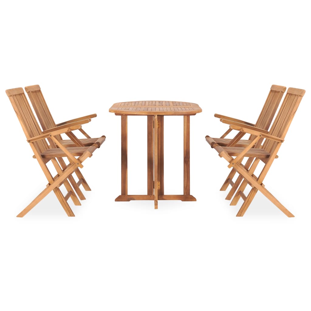 Set mobilier de exterior pliabil, 5 piese, lemn masiv de tec GartenMobel Dekor