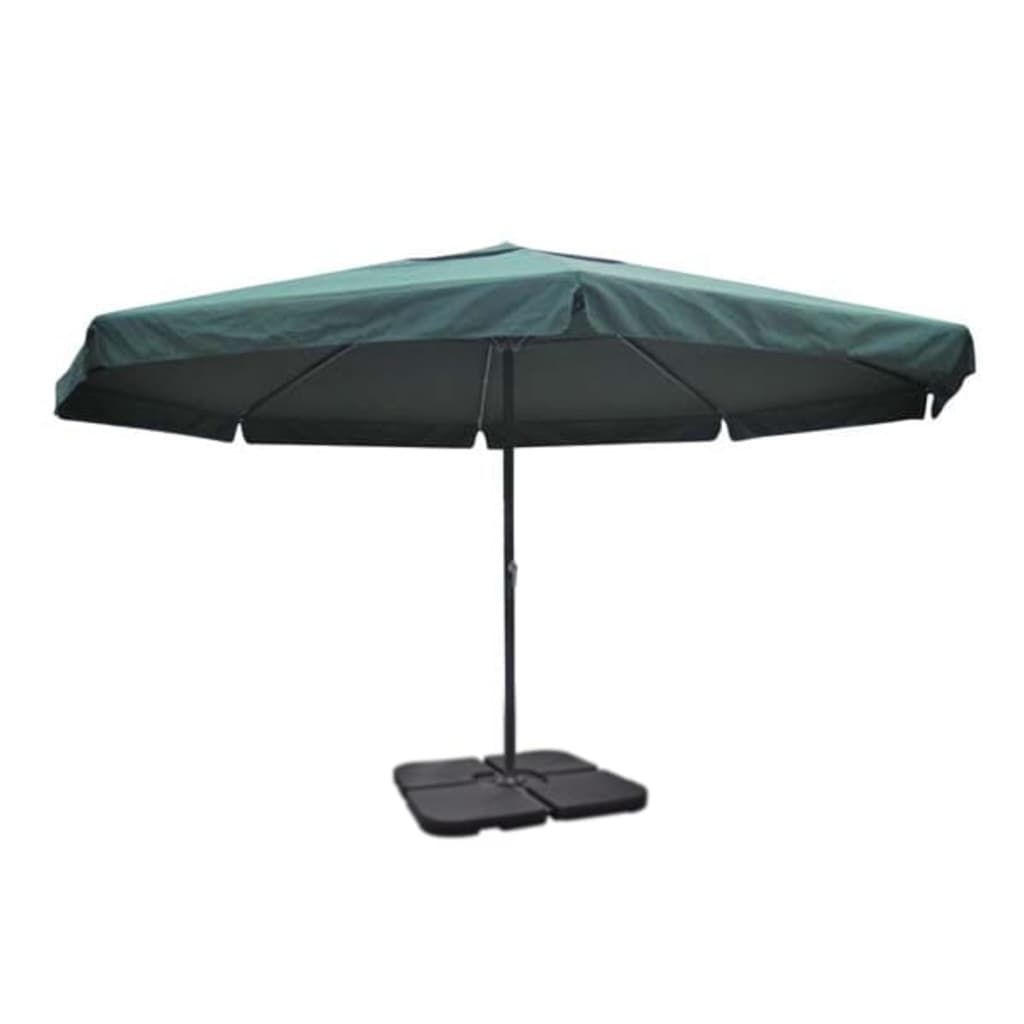 Umbrelă de soare de grădină din aluminiu, bază portabilă, verde GartenMobel Dekor