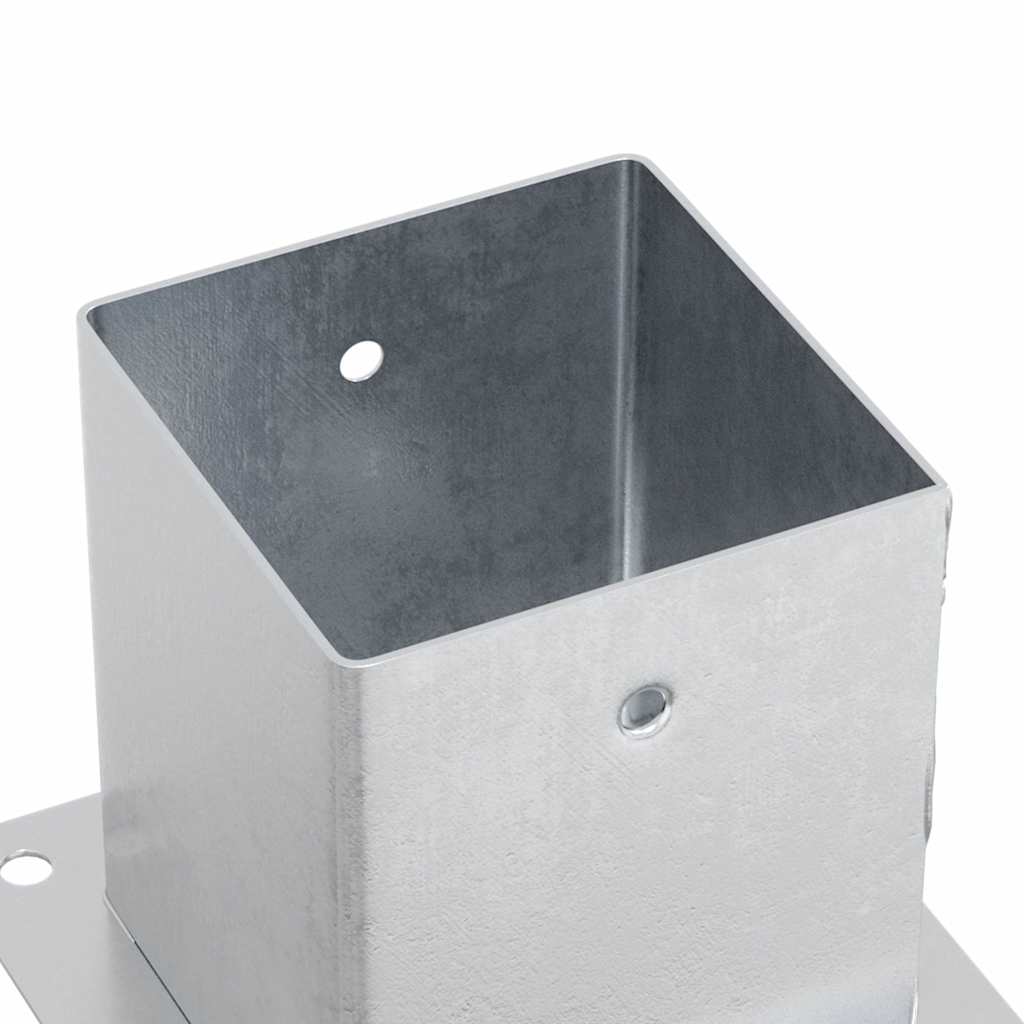 Baze stâlp pătrate 12 buc Argintiu 121x121 mm Oțel galvanizat GartenMobel Dekor