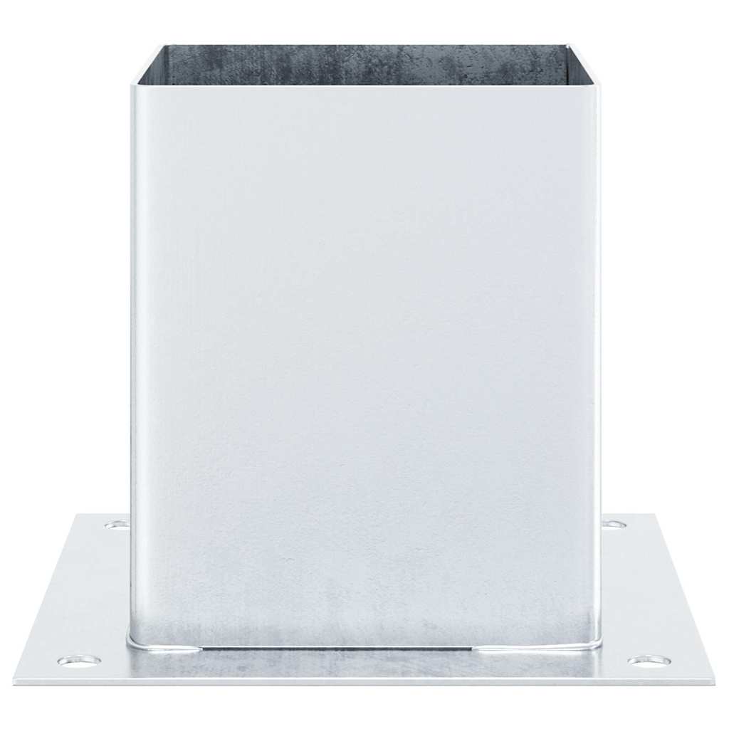 Baze stâlp pătrate 12 buc Argintiu 121x121 mm Oțel galvanizat GartenMobel Dekor