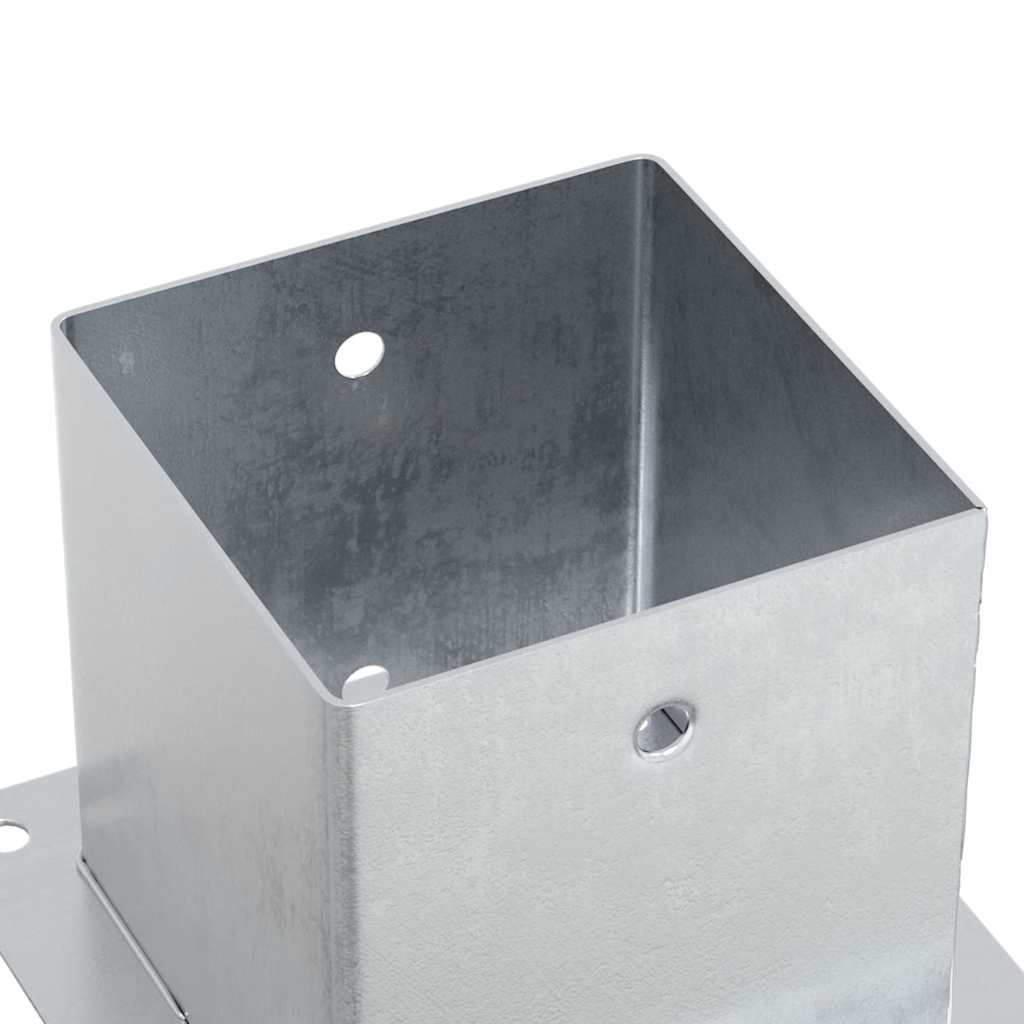 Baze stâlp pătrate 12 buc Argintiu 141x141 mm Oțel galvanizat GartenMobel Dekor