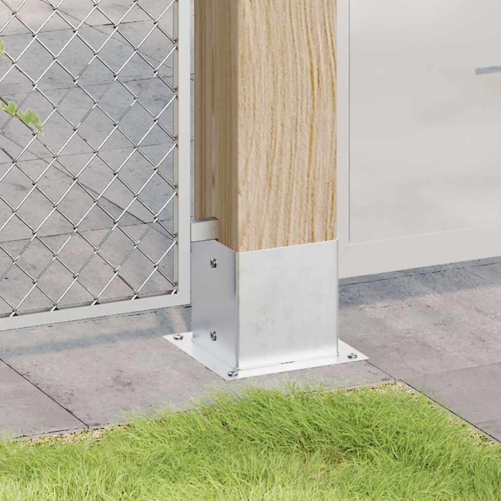 Baze stâlp pătrate 12 buc Argintiu 141x141 mm Oțel galvanizat GartenMobel Dekor