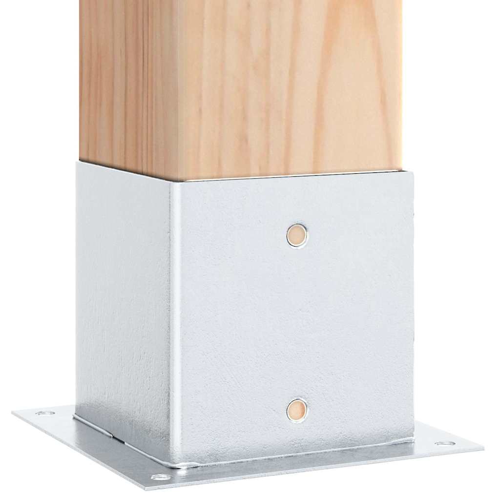 Baze stâlp pătrate 12 buc Argintiu 141x141 mm Oțel galvanizat GartenMobel Dekor