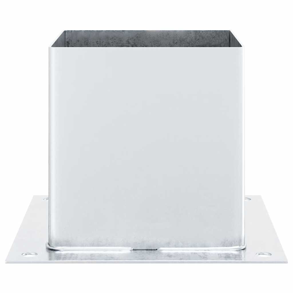 Baze stâlp pătrate 12 buc Argintiu 141x141 mm Oțel galvanizat GartenMobel Dekor
