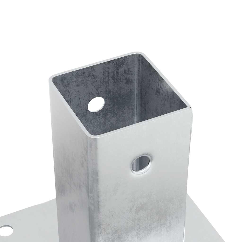Baze stâlp pătrate 12 buc Argintiu 71x71 mm Oțel galvanizat GartenMobel Dekor