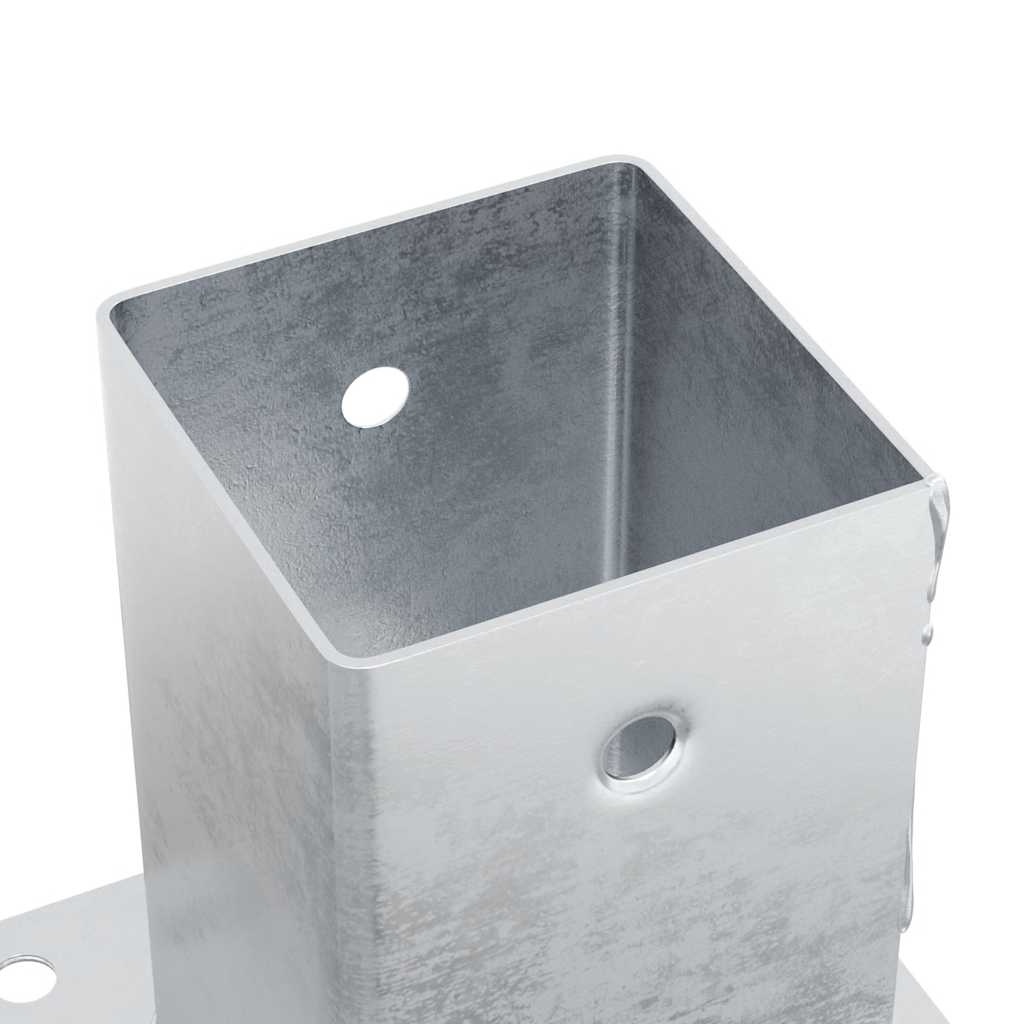 Baze stâlp pătrate 12 buc Argintiu 81x81 mm Oțel galvanizat GartenMobel Dekor