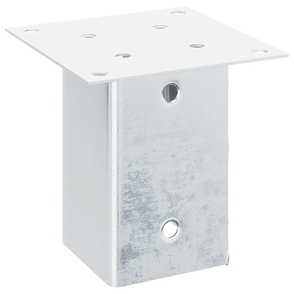 Baze stâlp pătrate 12 buc Argintiu 81x81 mm Oțel galvanizat GartenMobel Dekor