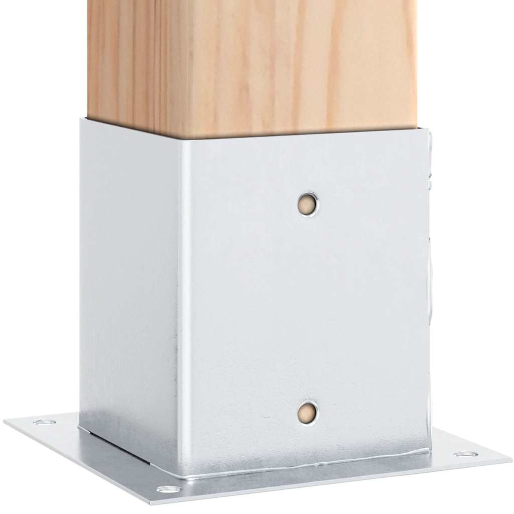 Baze stâlp pătrate 4 buc Argintiu 121x121 mm Oțel galvanizat GartenMobel Dekor