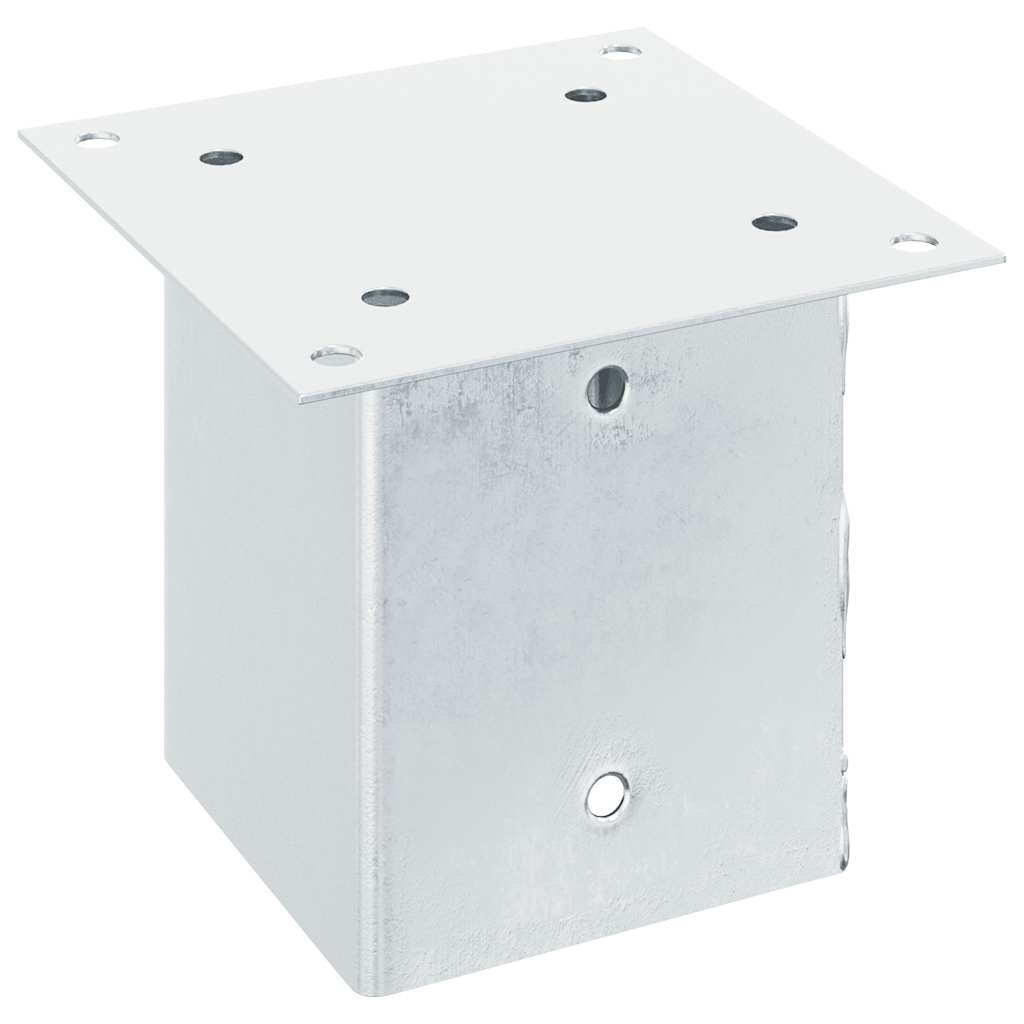 Baze stâlp pătrate 4 buc Argintiu 121x121 mm Oțel galvanizat GartenMobel Dekor