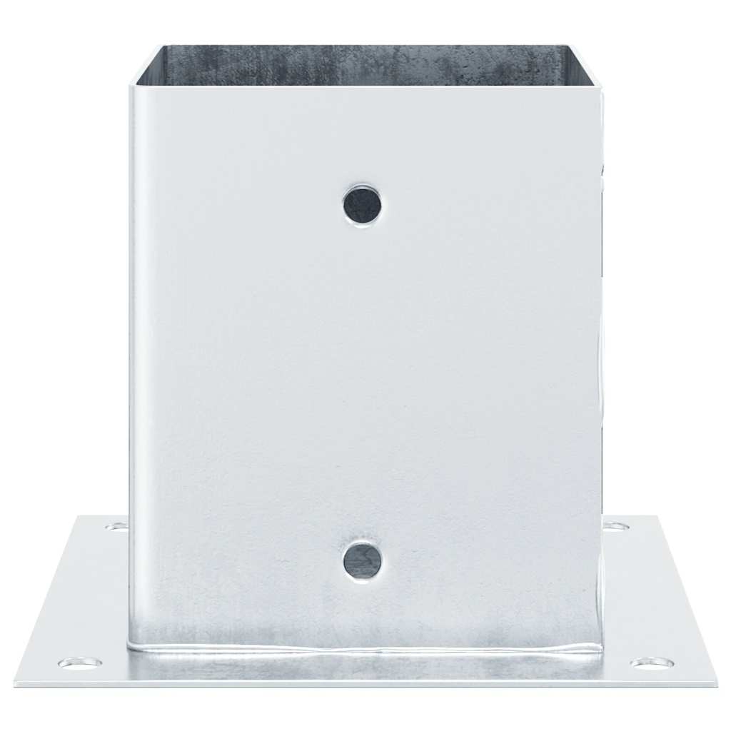 Baze stâlp pătrate 4 buc Argintiu 121x121 mm Oțel galvanizat GartenMobel Dekor