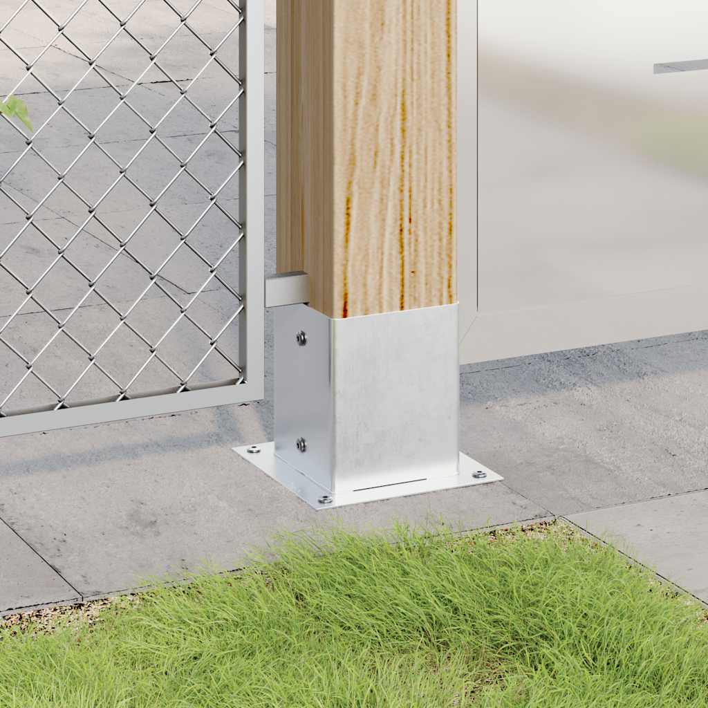 Baze stâlp pătrate 4 buc Argintiu 121x121 mm Oțel galvanizat GartenMobel Dekor