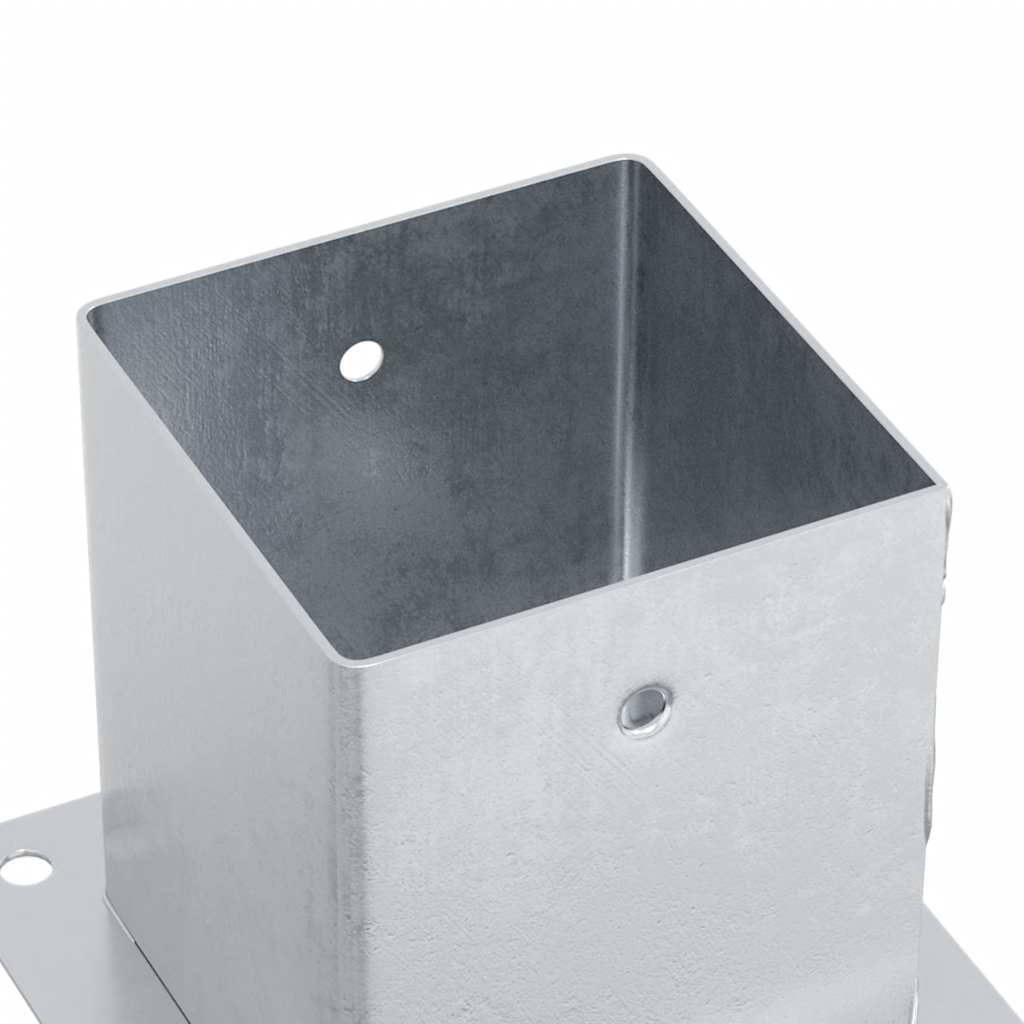 Baze stâlp pătrate 4 buc Argintiu 121x121 mm Oțel galvanizat GartenMobel Dekor