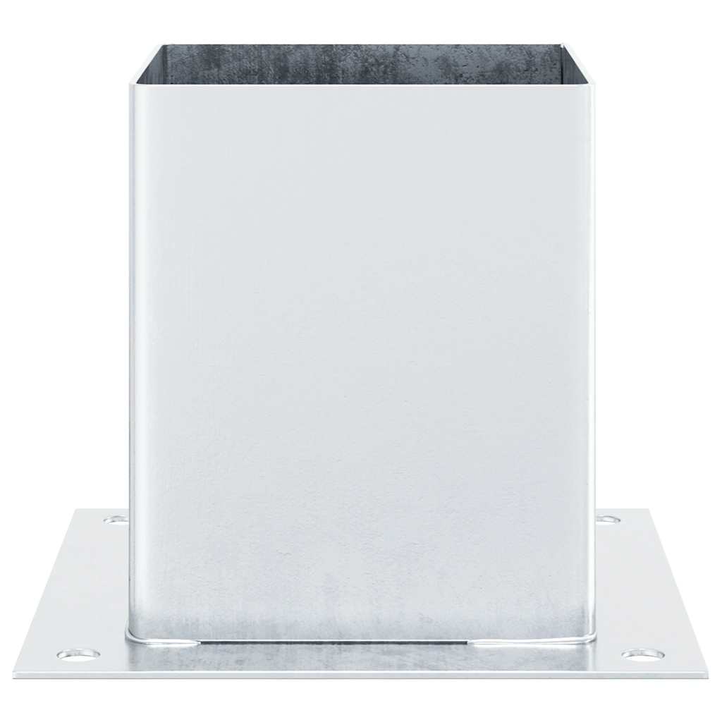 Baze stâlp pătrate 4 buc Argintiu 121x121 mm Oțel galvanizat GartenMobel Dekor