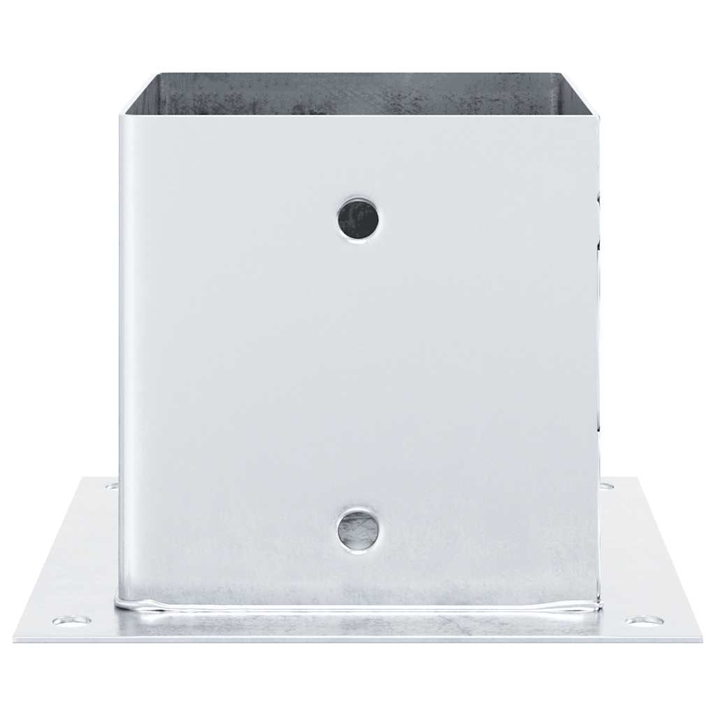 Baze stâlp pătrate 4 buc Argintiu 141x141 mm Oțel galvanizat GartenMobel Dekor